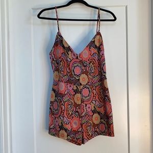 ZARA Colorful Floral Spaghetti Strap Romper. Size M